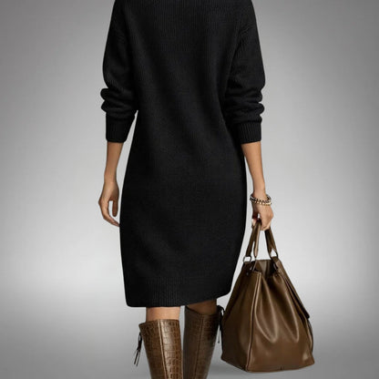 Helena | Vestido Midi Sofisticado com Gola de Botões