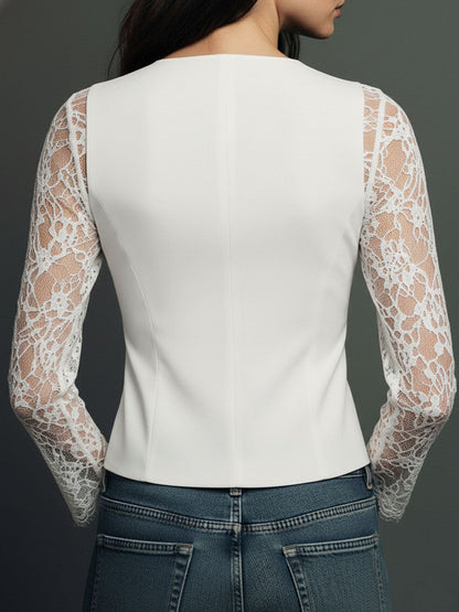 Ninon | Top Blazer com Mangas Semitransparentes