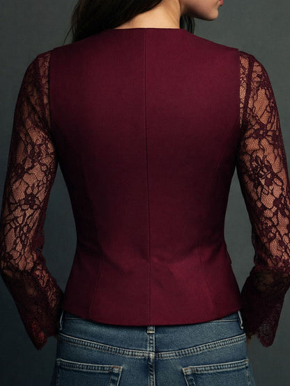 Ninon | Top Blazer com Mangas Semitransparentes