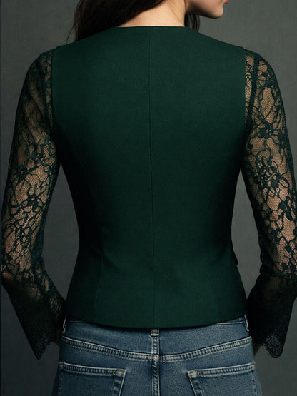 Ninon | Top Blazer com Mangas Semitransparentes