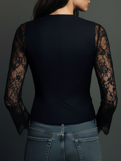 Ninon | Top Blazer com Mangas Semitransparentes