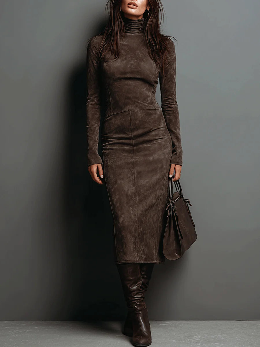 Lorena | Vestido Comprido Midi Castanho