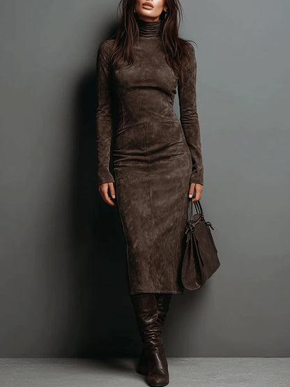 Lorena | Vestido Comprido Midi Castanho