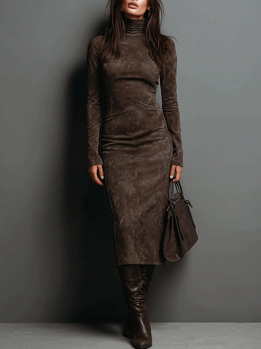 Lorène | Vestido Midi Comprido Castanho