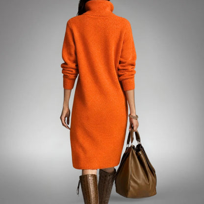 Helena | Vestido Midi Sofisticado com Gola de Botões