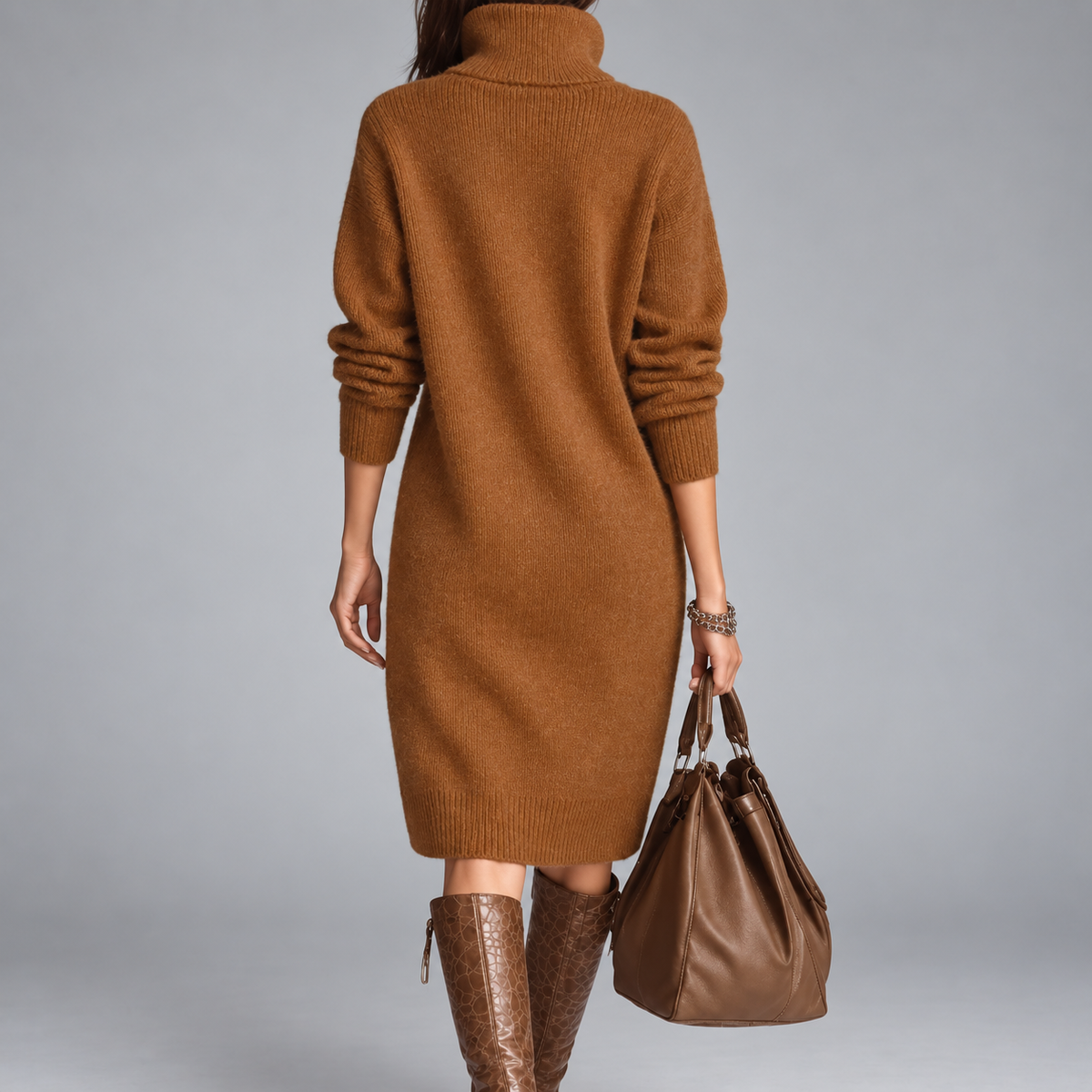 Helena | Vestido Midi Sofisticado com Gola de Botões