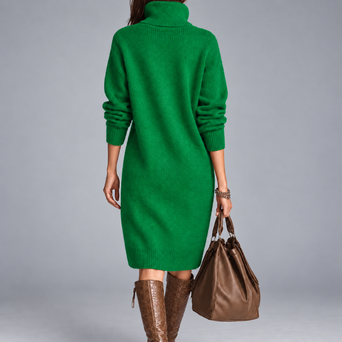 Helena | Vestido Midi Sofisticado com Gola de Botões