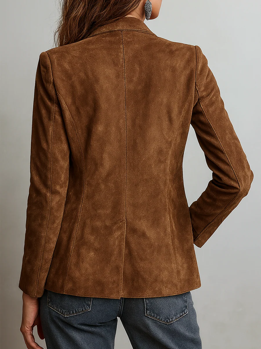 Adelina | Blazer Vintage Efeito Camurça, Castanho