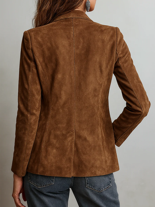 Adelina | Blazer Vintage Efeito Camurça, Castanho