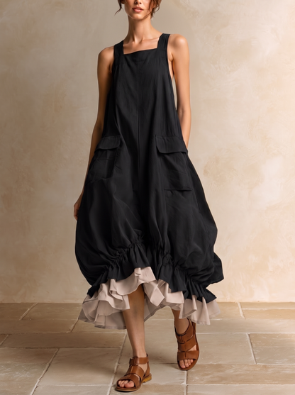 Fiamma | Vestido Balão com Bolsos e Bainha com Folho