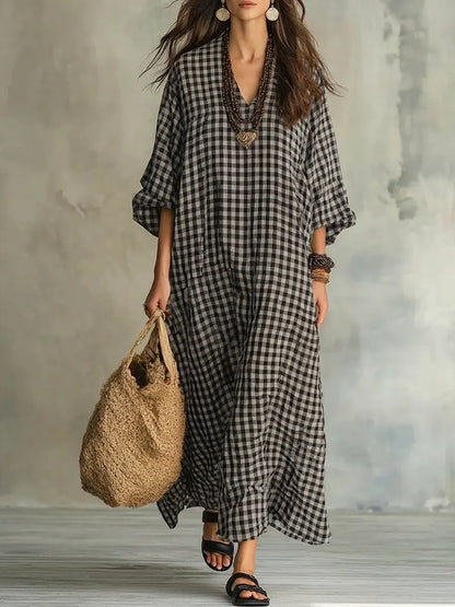 Mila | Vestido Maxi aos Quadradinhos