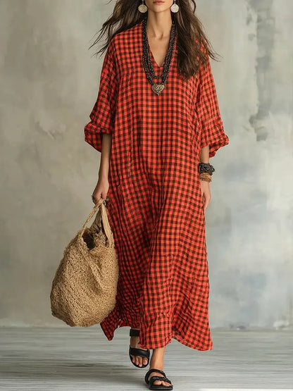 Mila | Vestido Maxi aos Quadradinhos